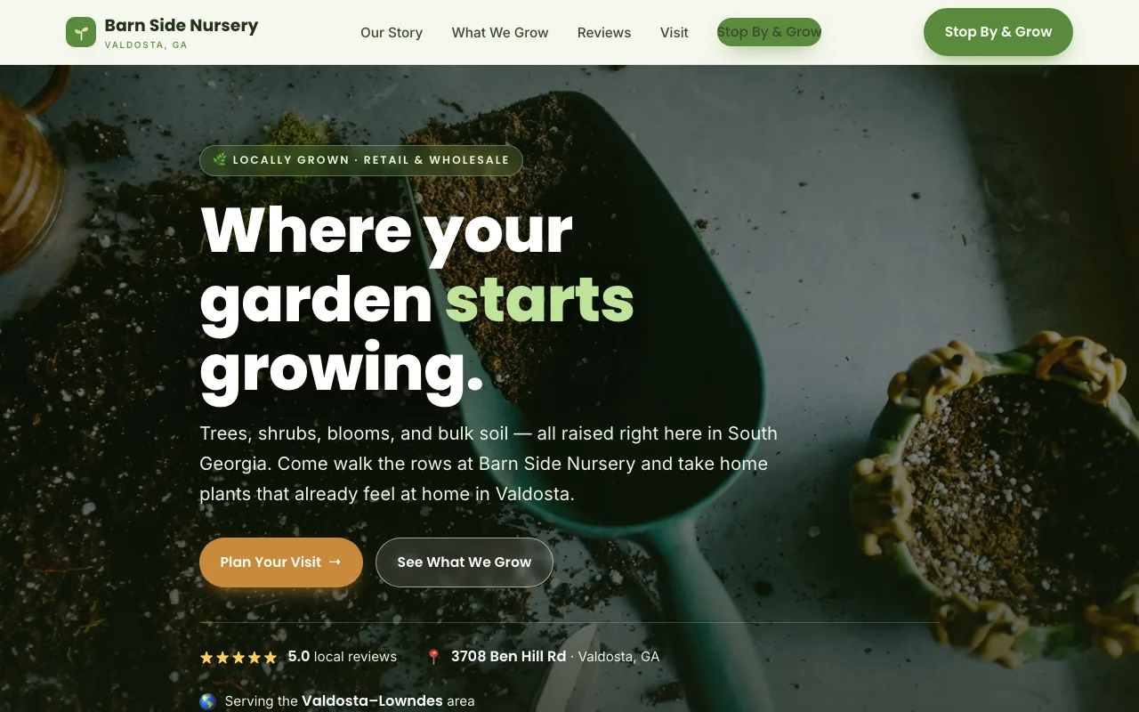 Barn Side Nursery — concept website