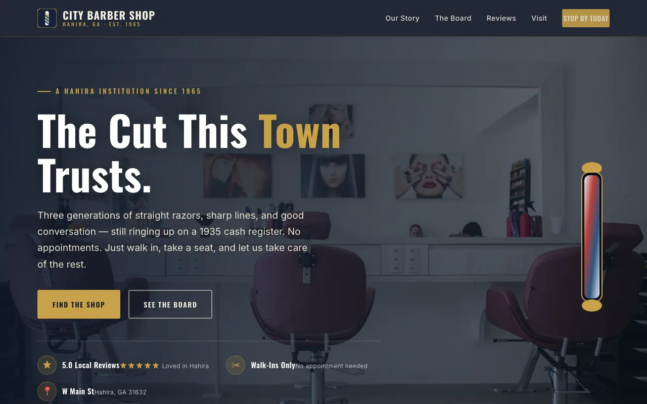 City Barber Shop — concept website