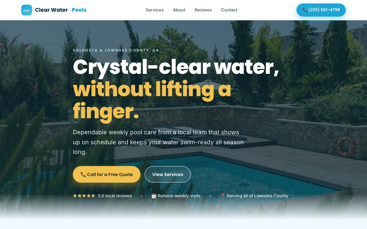 Clear Water Pools — concept website