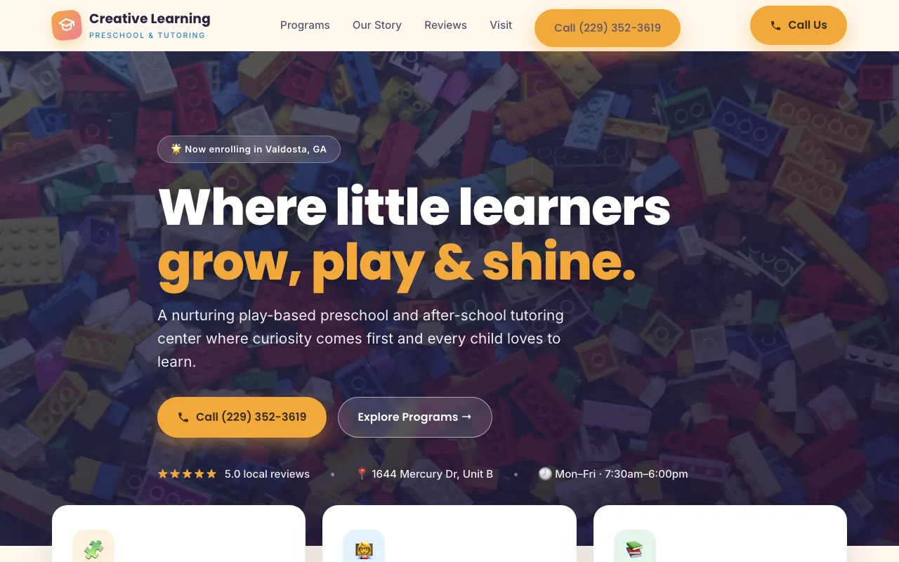 Creative Learning Preschool — concept website
