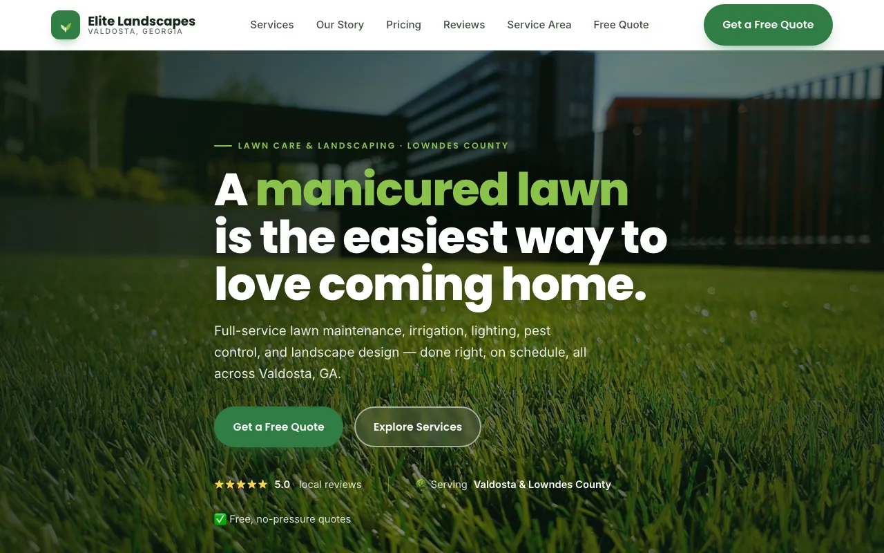 Elite Landscapes of Valdosta — concept website