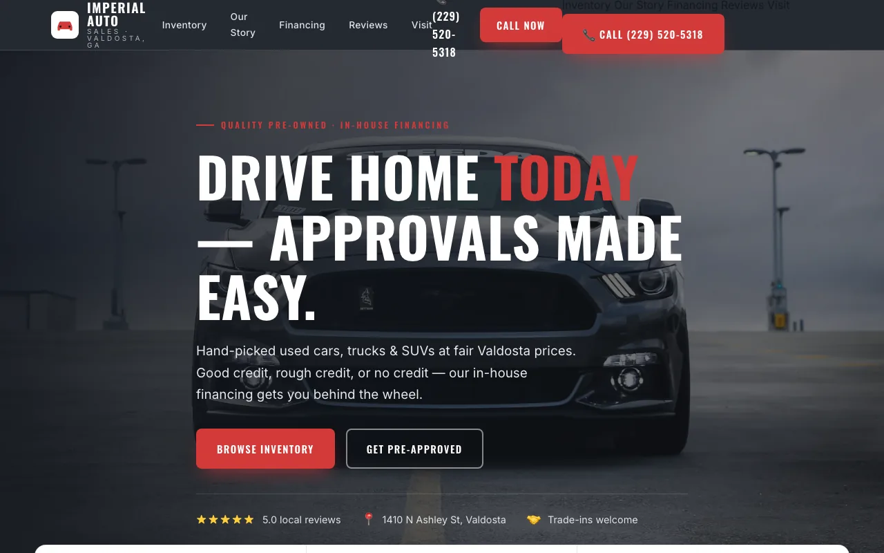 Imperial Auto Sales — concept website