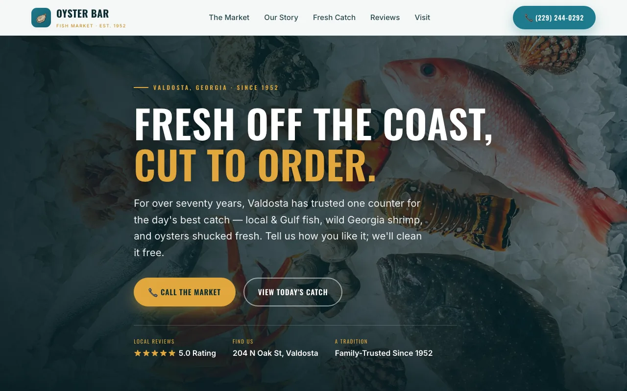 Oyster Bar Fish Market — concept website