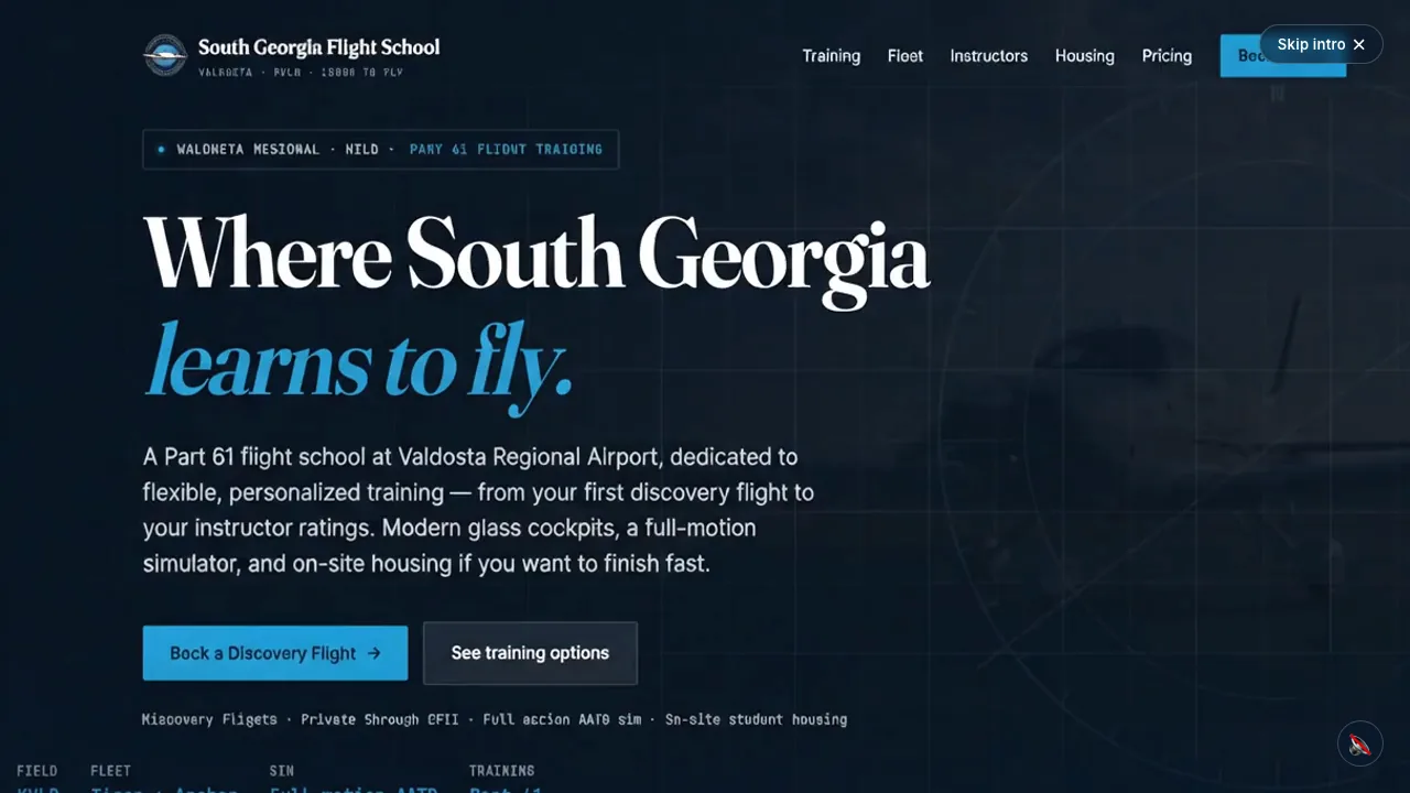 South Georgia Flight School — concept website