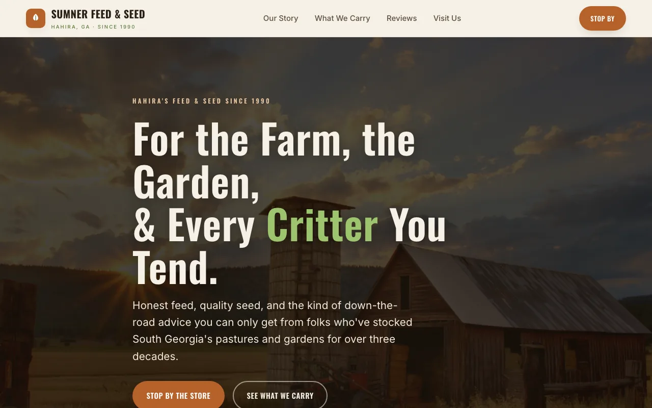 Sumner Feed & Seed — concept website
