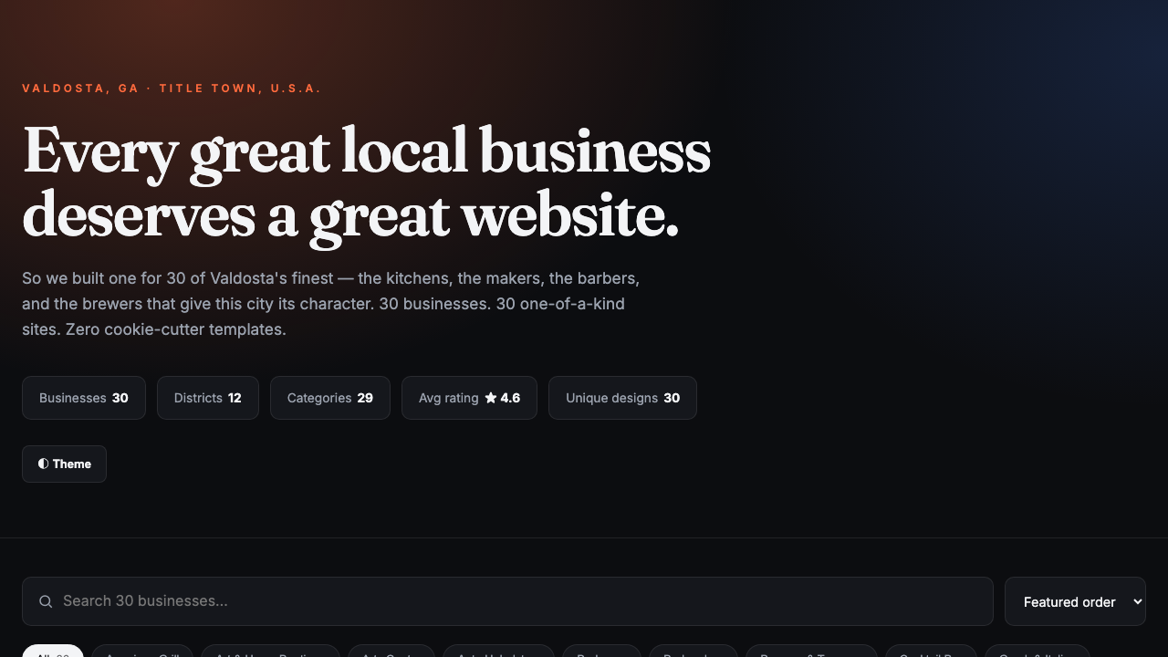 Valdosta Local — 30-Site Showcase website